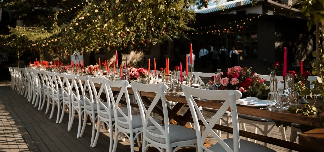 outdoor wedding lunch spread